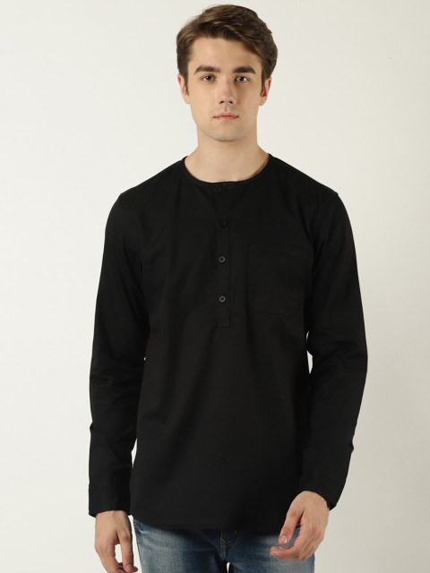 

Blue Saint Men Black Solid Straight Kurta