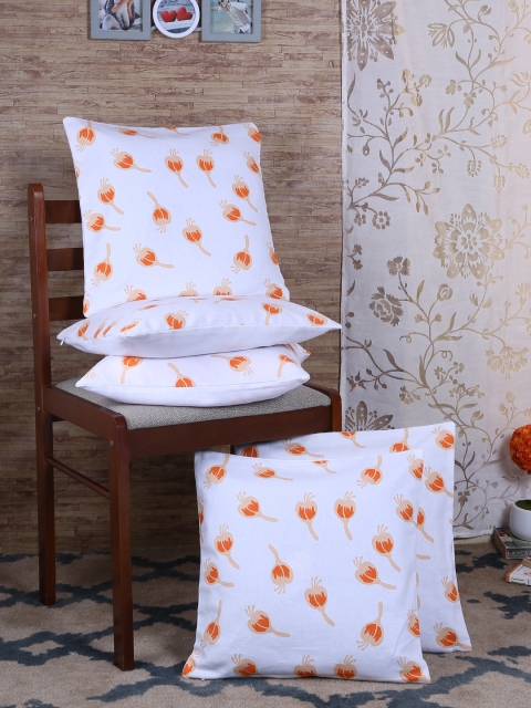

RANGRAGE Blue Set of 5 Floral Square Cushion Covers