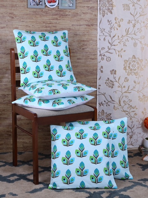

RANGRAGE Blue Set of 5 Ethnic Motifs Square Cushion Covers