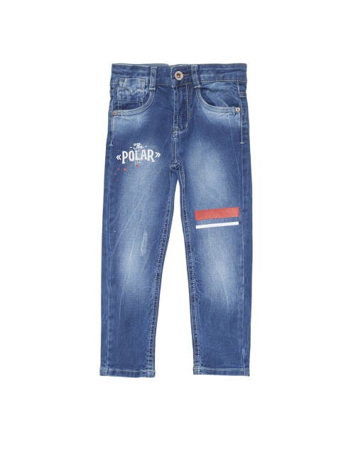

TALES & STORIES Boys Blue Slim Fit Mid-Rise Low Distress Jeans