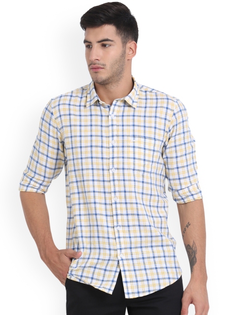 

Crocodile Men Yellow & White Slim Fit Checked Casual Shirt