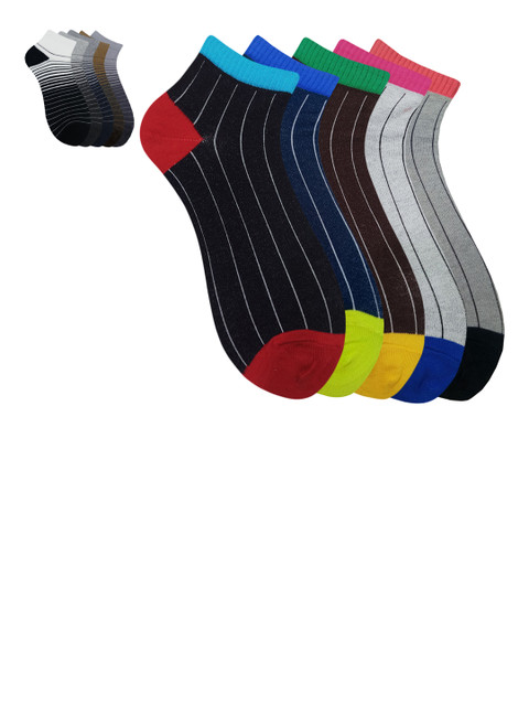 

Fontana Unisex Pack of 10 Multicoloured Ankle-Length Socks, Multi