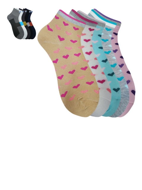 

Fontana Unisex Pack of 10 Patterned Ankle-Length Socks, Multi