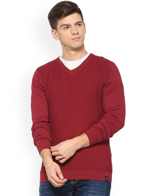 

Van Heusen Sport Men Maroon Self Design Pullover