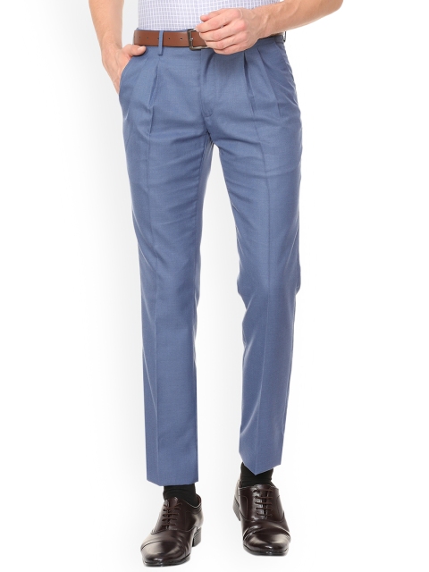 

Van Heusen Men Blue Slim Fit Self Design Formal Trousers