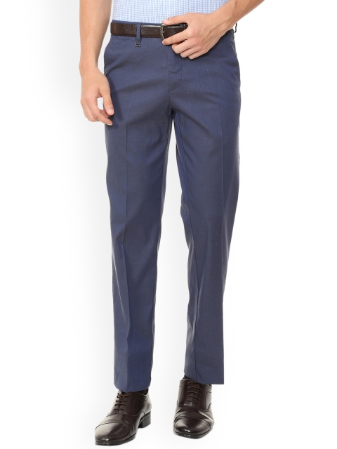 

Van Heusen Men Blue Slim Fit Self Design Formal Trousers