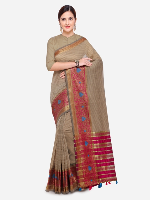 

Pisara Beige Kanjeevaram Saree