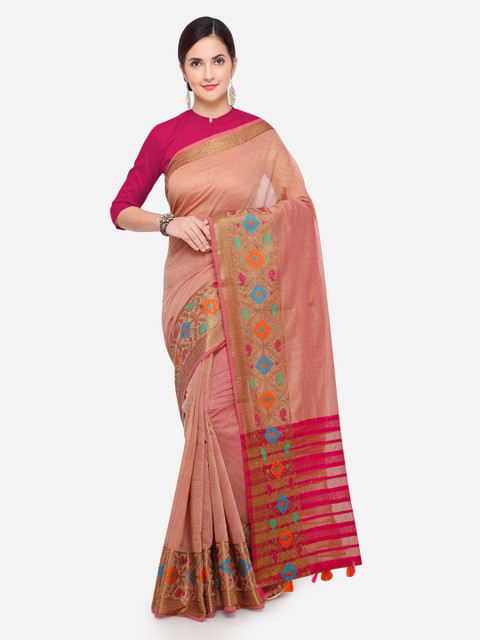 

Pisara Pink Solid Kanjeevaram Saree