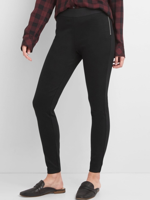 

GAP Women Black Zip Ponte Leggings