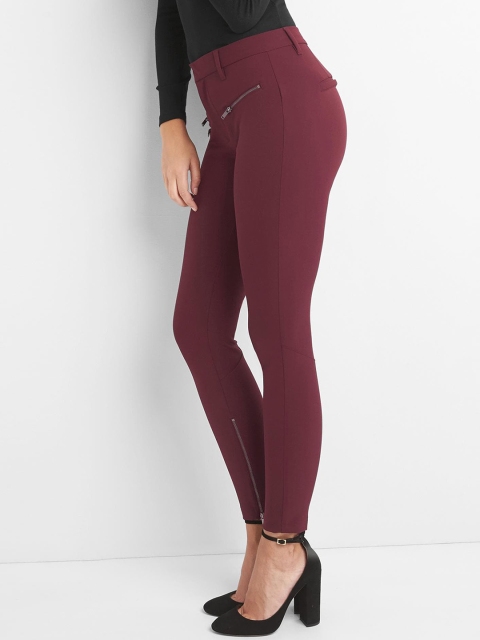 

GAP Women Red Sculpt Moto Leggings, Maroon