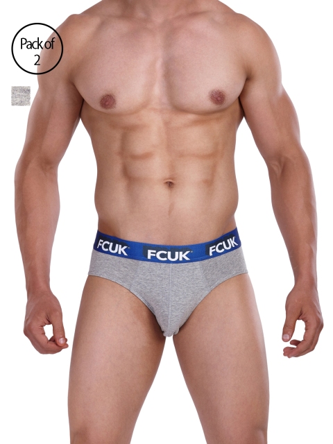 

FCUK Men Grey Melange Solid Hip Briefs