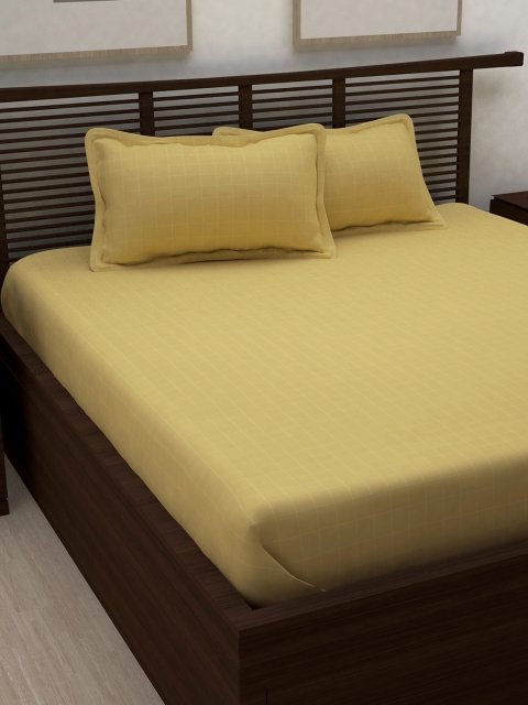 

Story@home Yellow Geometric Flat 400 TC Cotton 1 Double Bedsheet with 2 Pillow Covers