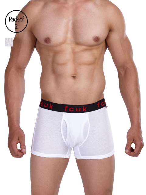 

FCUK Men White Edge Trunks