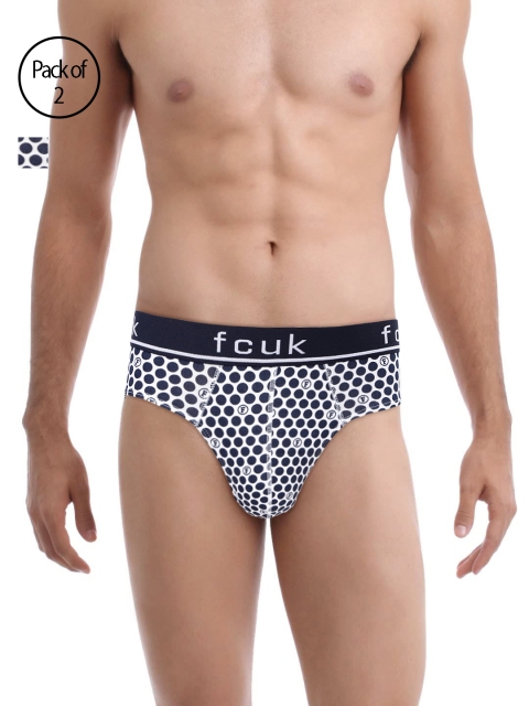 

FCUK \Men Navy & White Printed Briefs, Navy blue