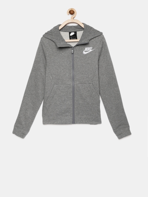 

Nike Boys Grey Solid B NSW HOODIE FZ CLUB Hooded Sweatshirt