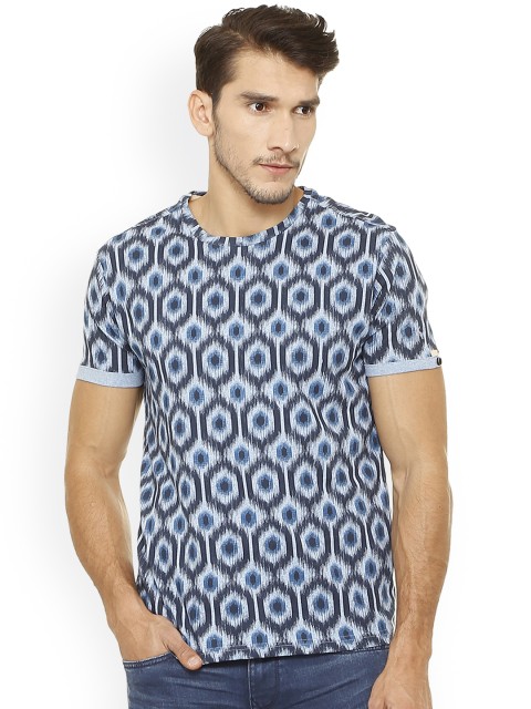 

Allen Solly Men Blue Printed Round Neck T-shirt