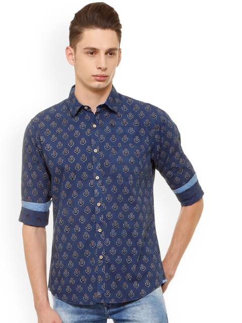

Allen Solly Men Navy Blue Slim Fit Printed Casual Shirt