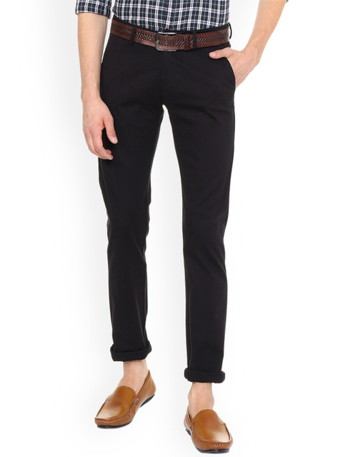 

Allen Solly Men Black Slim Fit Solid Regular Trousers