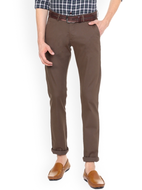 

Allen Solly Men Brown Slim Fit Self Design Regular Trousers