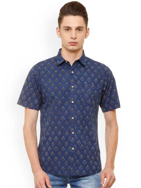 

Allen Solly Men Navy Blue Slim Fit Printed Casual Shirt