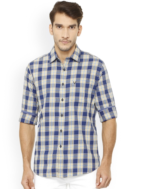 

Allen Solly Men Blue & White Slim Fit Checked Casual Shirt
