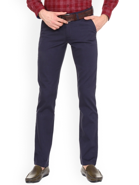 

Allen Solly Men Navy Blue Regular Fit Solid Regular Trousers