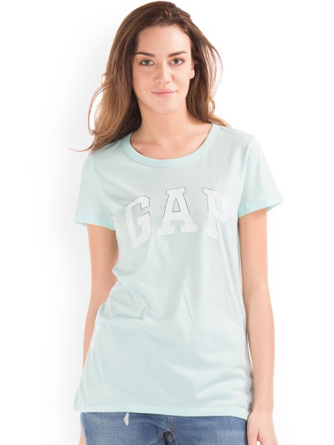 

GAP Women Green Logo Print Cotton T-Shirt