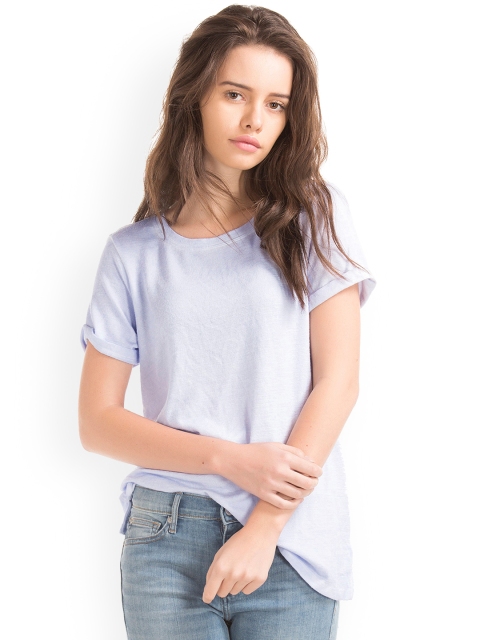 

GAP Women Purple Solid Round Neck T-shirt