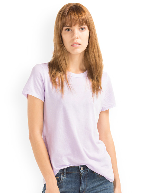 

GAP Women Vintage Wash Sueded Crew Neck T-shirt, Purple