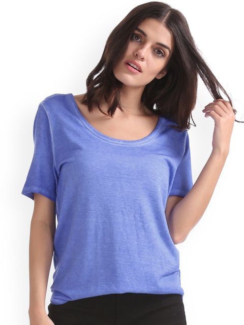 

GAP Women Blue Short Sleeve Knit Scoop Neck T-shirt