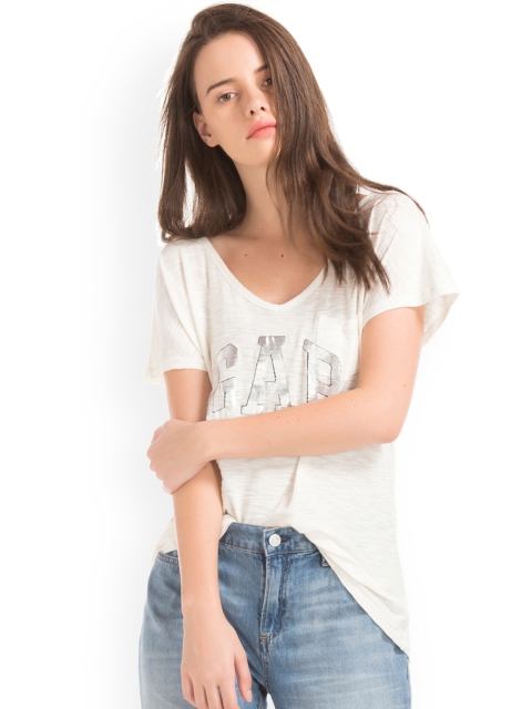 

GAP Women Foil Logo Pocket T-shirt, White