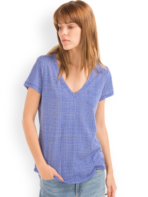 

GAP Women Vintage Wash Print V-Neck T-shirt, Blue