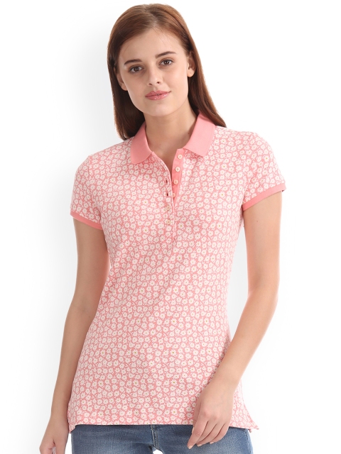 

GAP Women Pink Short Sleeve Print T-shirt