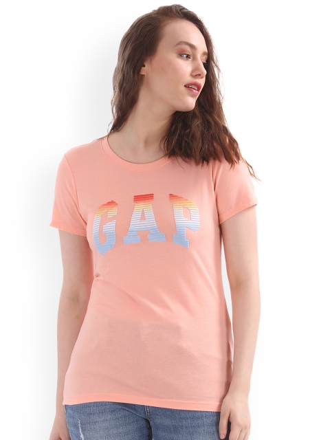 

GAP Women Pink Printed Logo T-shirt