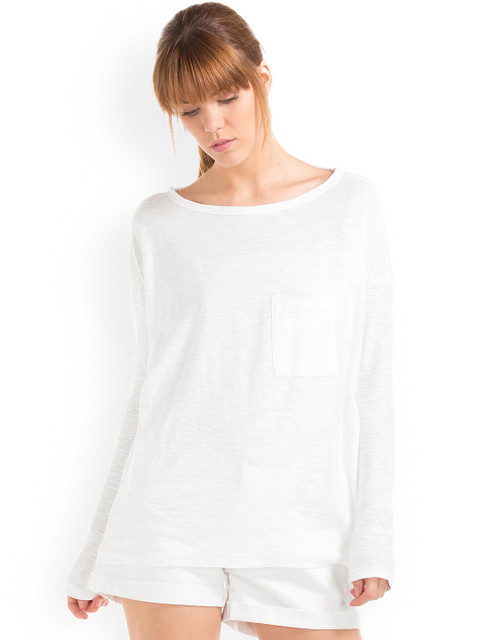 

GAP Women Boat Neck Long Sleeve T-shirt, White