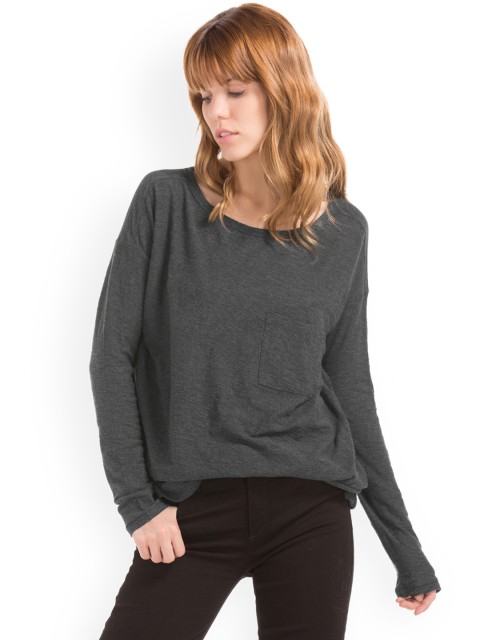 

GAP Women Boat Neck Long Sleeve T-shirt, Grey