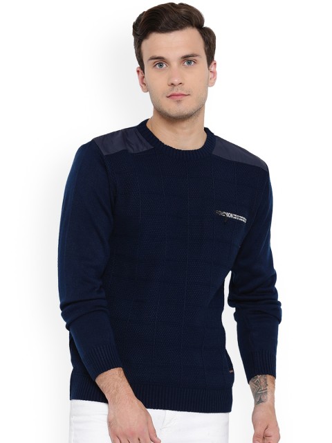 

Duke Men Navy Blue Solid Pullover