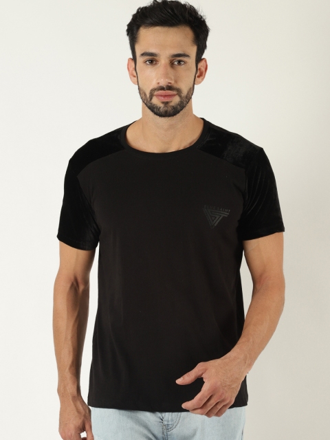 

Blue Saint Men Charcoal Colourblocked Round Neck T-shirt