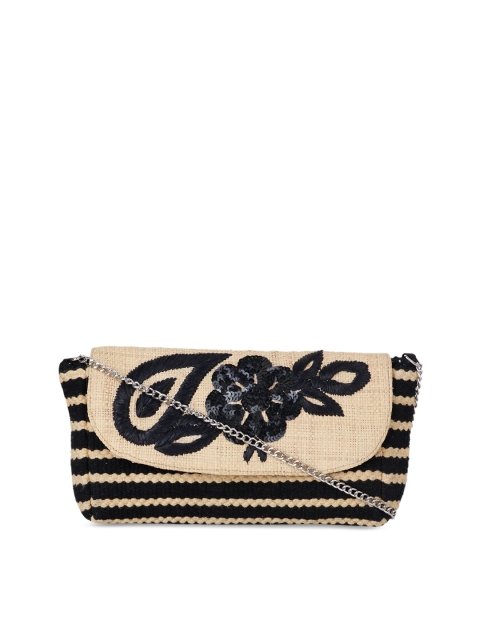

Diwaah Women Beige & Black Embroidered Clutch