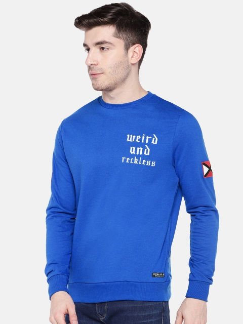 

People Men Blue Printed Sweatshirt