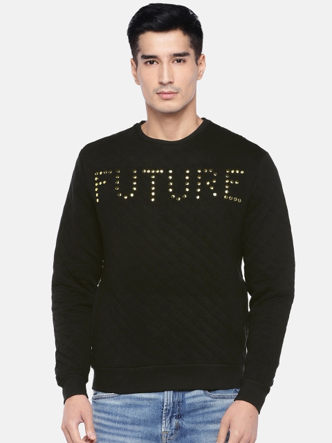 

People Men Black Self Design Sweatshirt