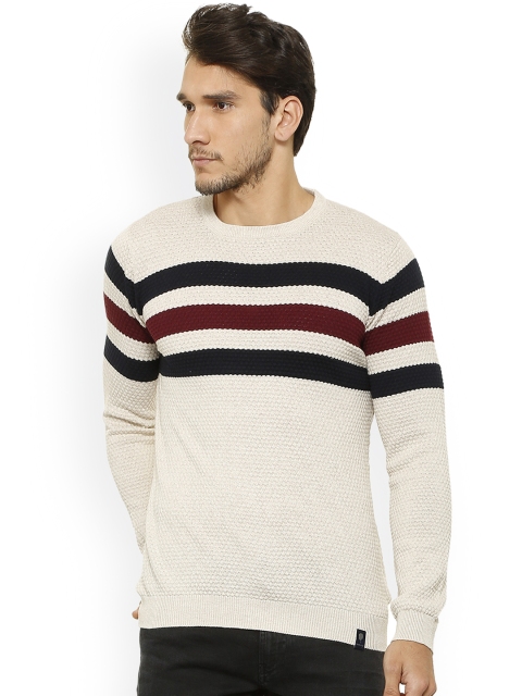 

Van Heusen Sport Men Beige Striped Pullover