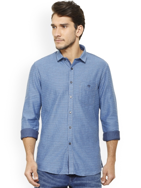 

Van Heusen Sport Men Blue Slim Fit Self Design Casual Shirt