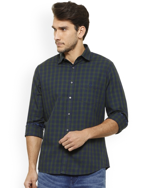 

Van Heusen Sport Men Blue & Green Slim Fit Checked Casual Shirt