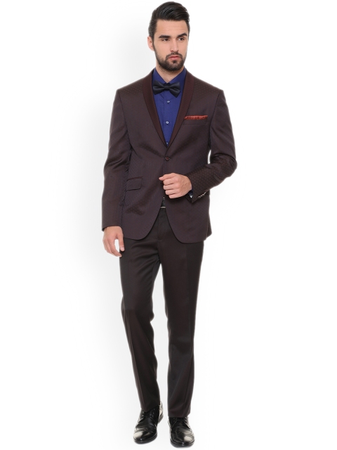 

Van Heusen Men Maroon Self-Design Single-Breasted Tuxedo Suit