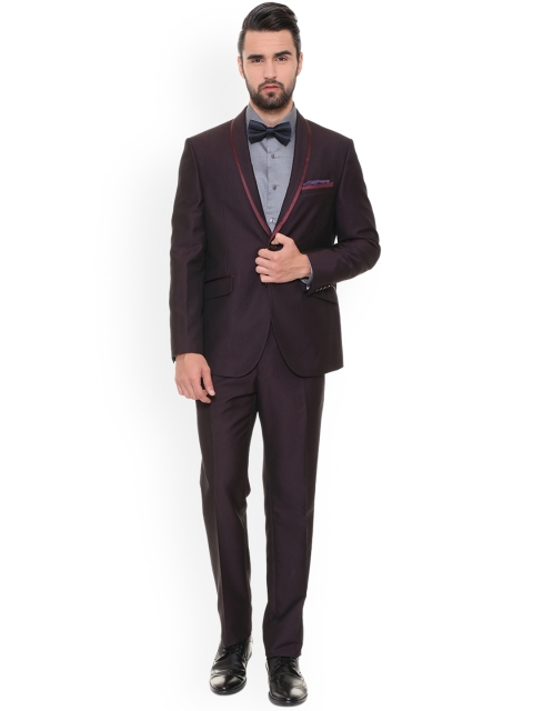 

Van Heusen Men Brown Self-Design Tuxedo Suit