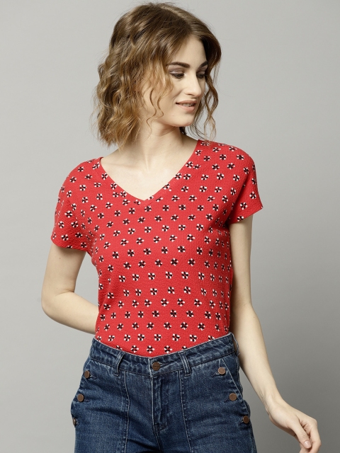 

Marks & Spencer Women Red & Black Printed Top