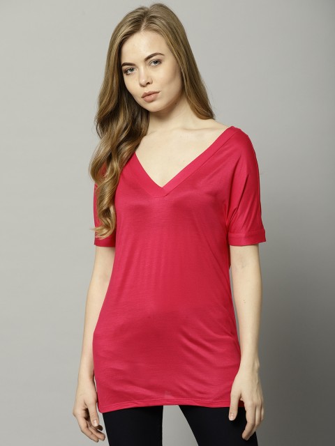 

Marks & Spencer Women Pink Solid Fitted Top