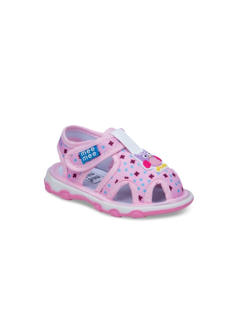 

MeeMee Girls Pink Printed Synthetic Open Toe Flats