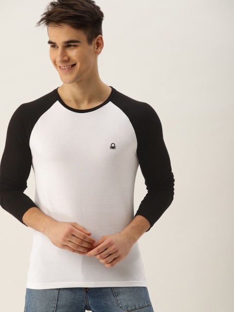 

United Colors of Benetton Men White Solid Round Neck T-shirt
